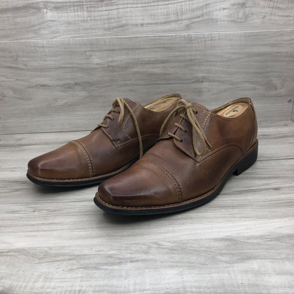 Sandro Moscoloni Oxfords Men's 9.5D Brown Leather Derby Cap Toe Dress Shoes - Picture 3 of 11